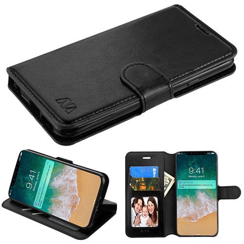 Black Wallet Cover for iPhone Xs Max Leather Flip Case Fit for iPhone Xs Max 